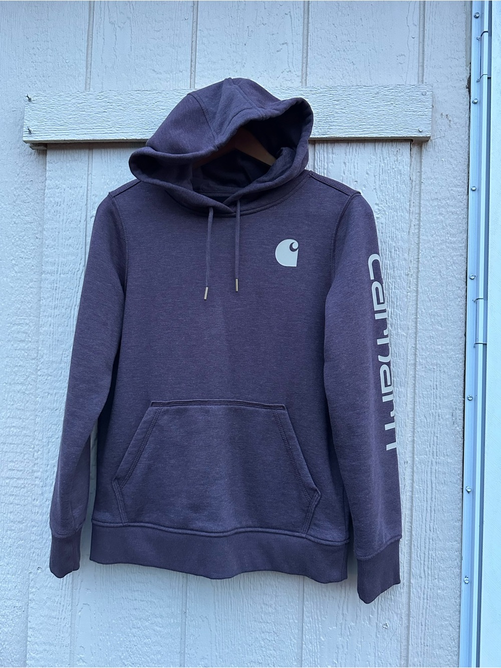 Carhartt Women’s Hooded Sweatshirt in Deep Purple with White Logo